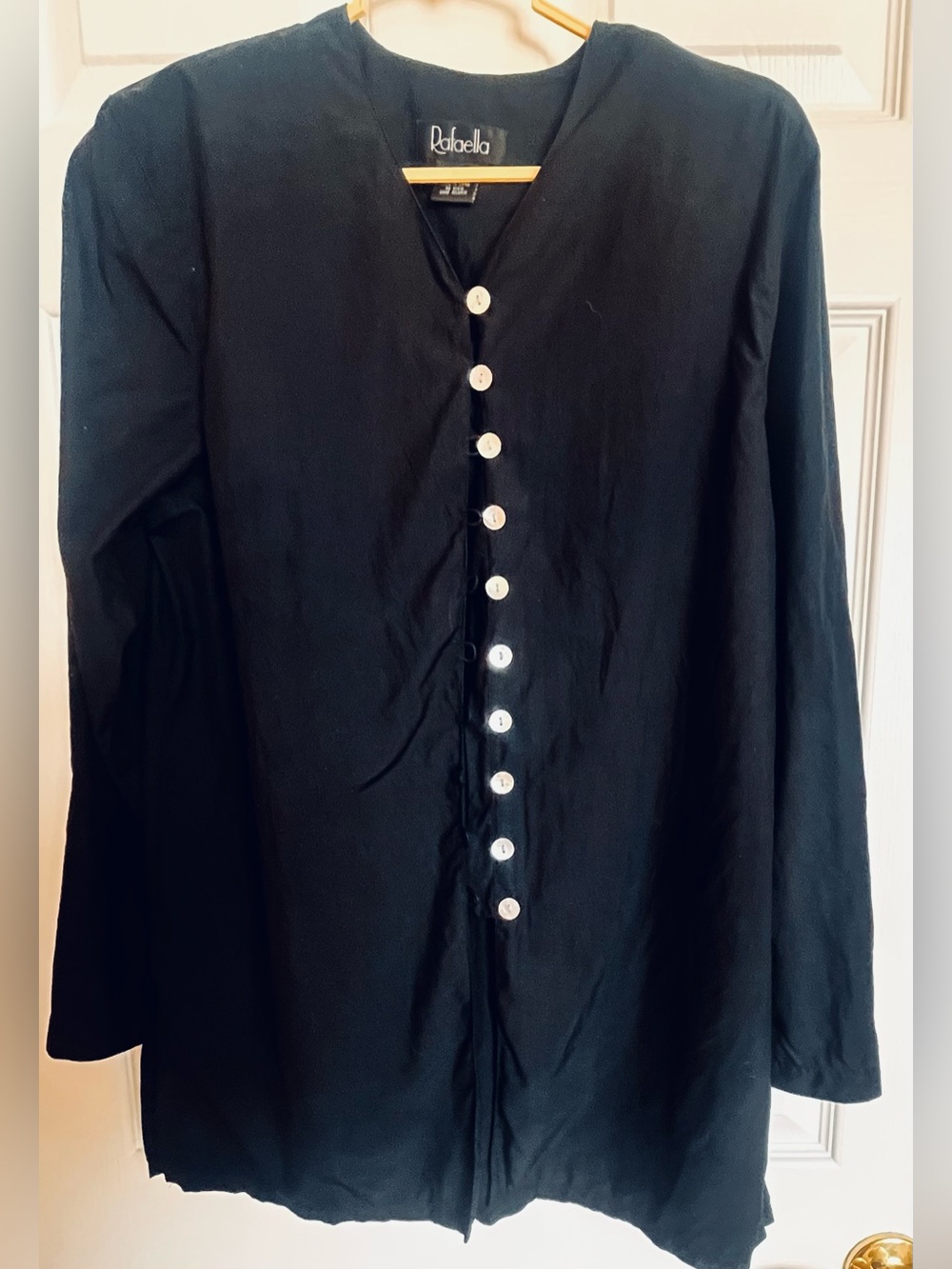 Rafaella Elegant Sapphire Silk Button-Front Long-Sleeve Women's Shirt Size 6